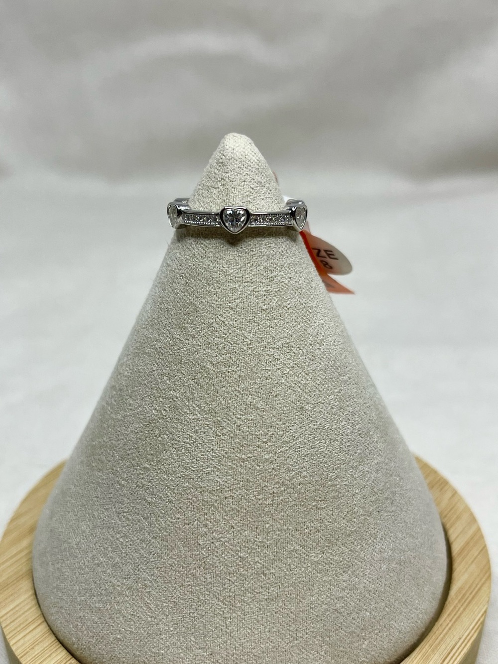 Sterling Silver Heart Eternity Band Ring with Moissanite